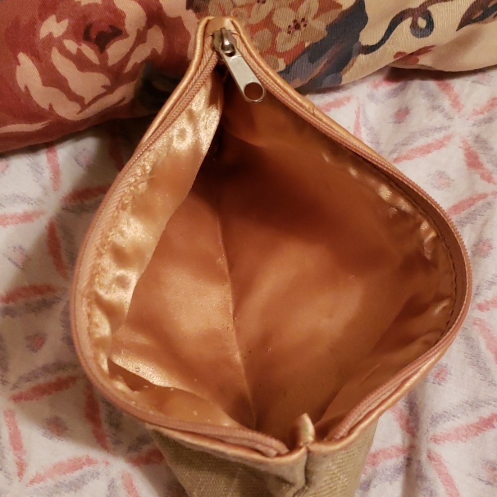 Linen & Sparkle Zip  Pouch Cosmetic Bag - Picture 3 of 8